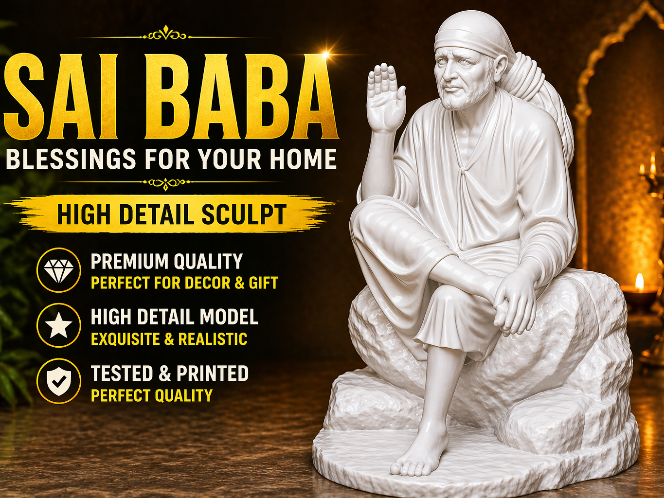 Sai Baba Blessing Sculpture – 3D Print Model