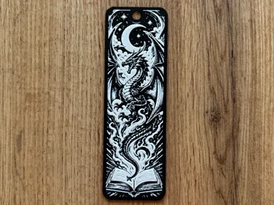 HueForge Dragon Bookmark – Moon & Magic Book