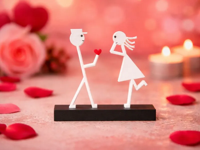 Strichmännchen Paar Liebe: Antrag in 3D-Druck!