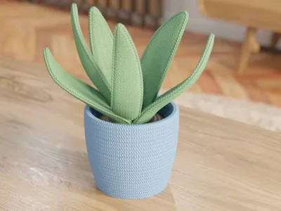 3D Printable Knitted Aloe Plant Decor