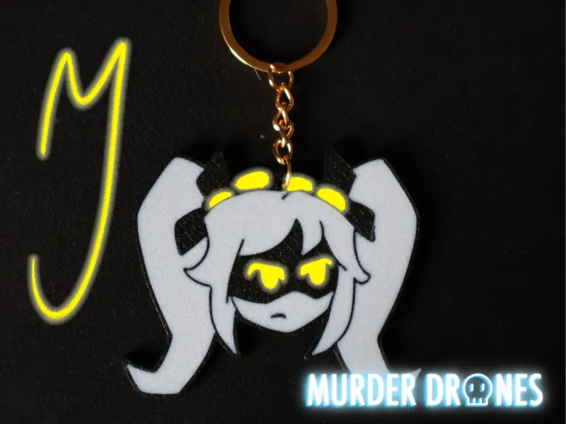 J Keychain Murder Drones Glitch pin