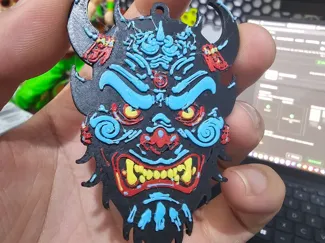 oni mask keychain multi color