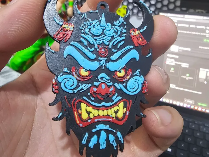 oni mask keychain multi color