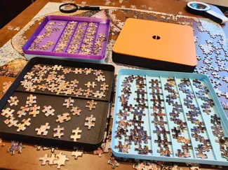 Puzzle Piece Organizer Tray with Lanes (Stackable)