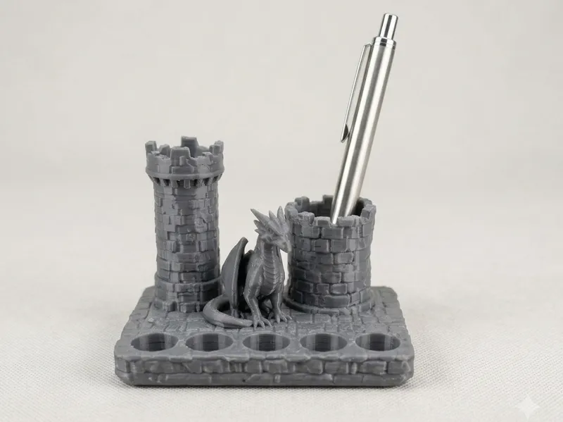 Dragon Castle Desk Organizer & Pen Holder