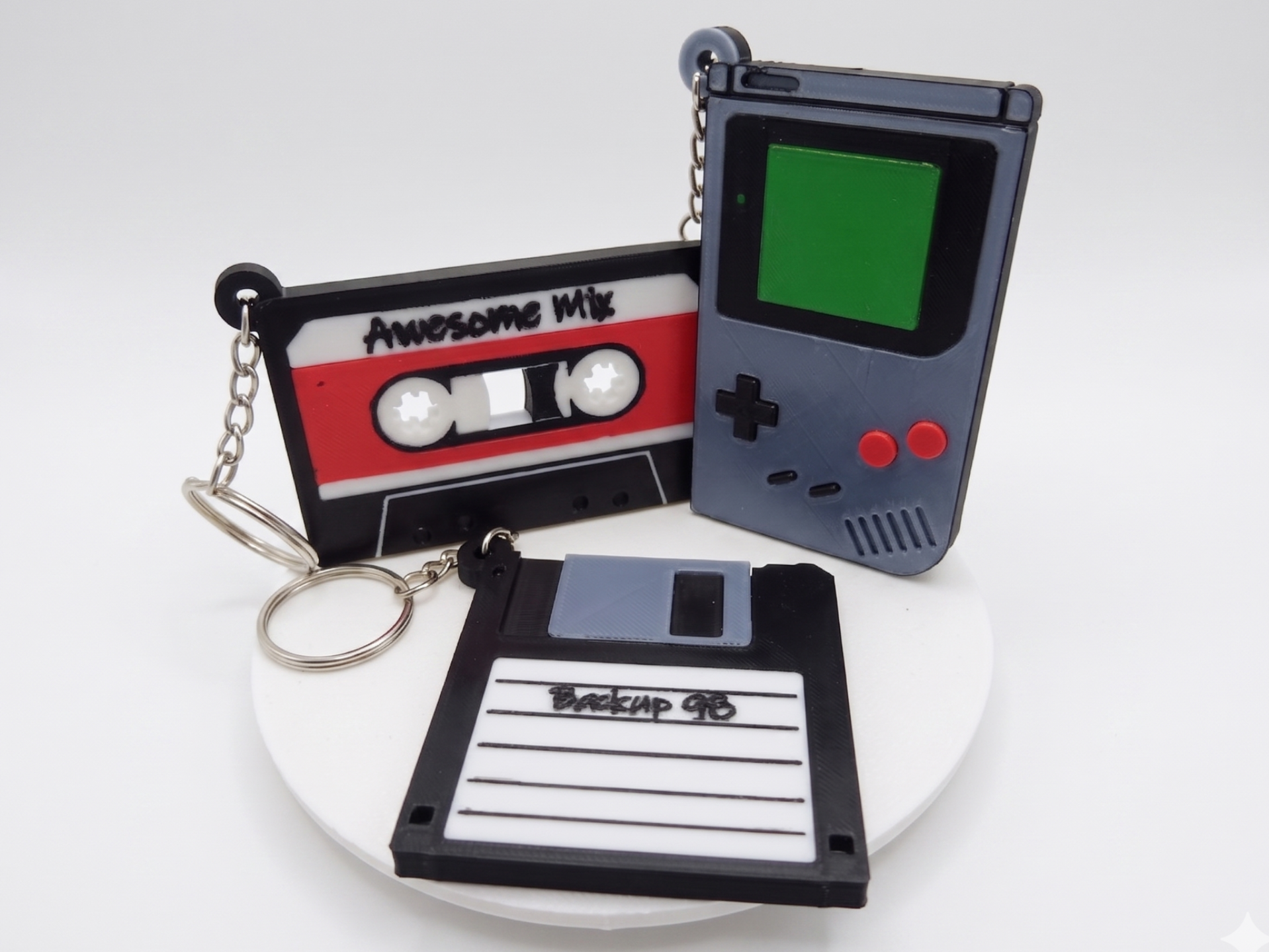 Customizable Retro Tech Keychain Set - AMS