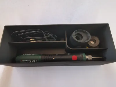 Box for storing a battery soldering iron