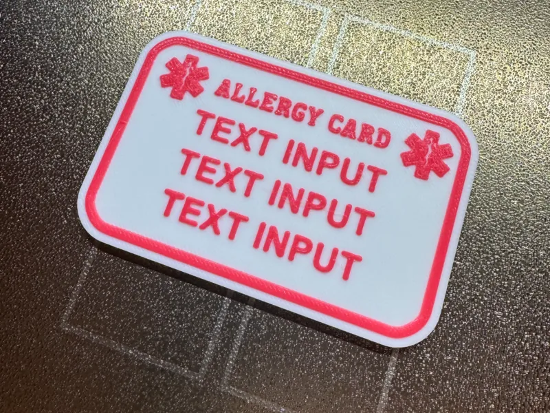 Allergy Card (customisable) 