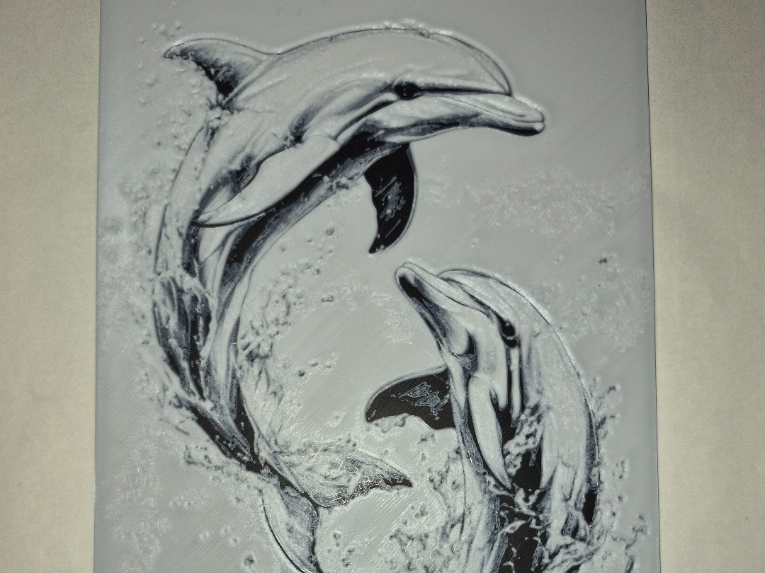 Two Dolphins Relief / Lithophane Wall Art