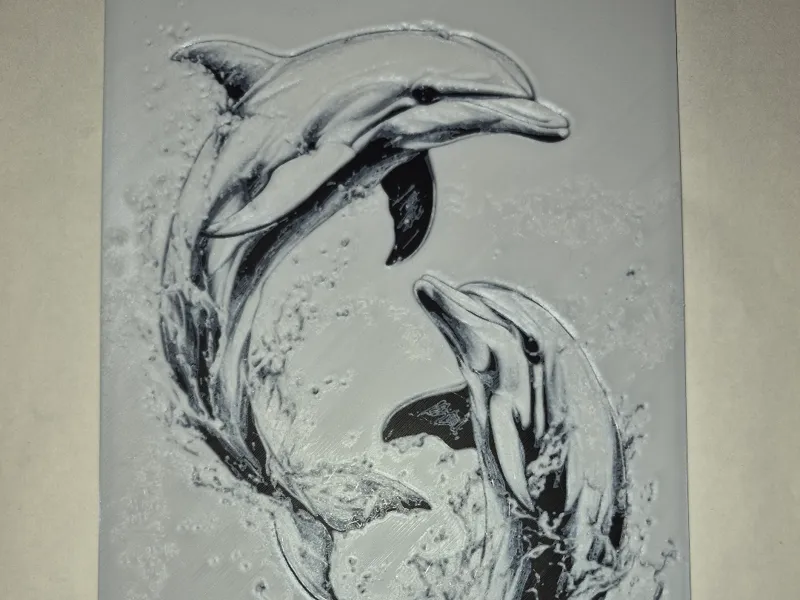 Two Dolphins Relief / Lithophane Wall Art