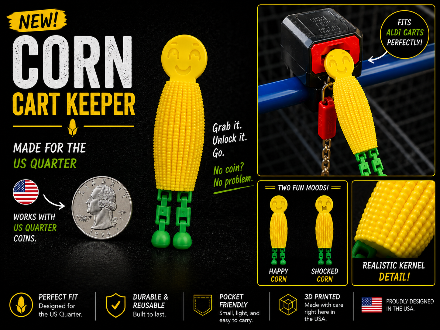 Corn Cart Keeper - Shopping Cart Token
