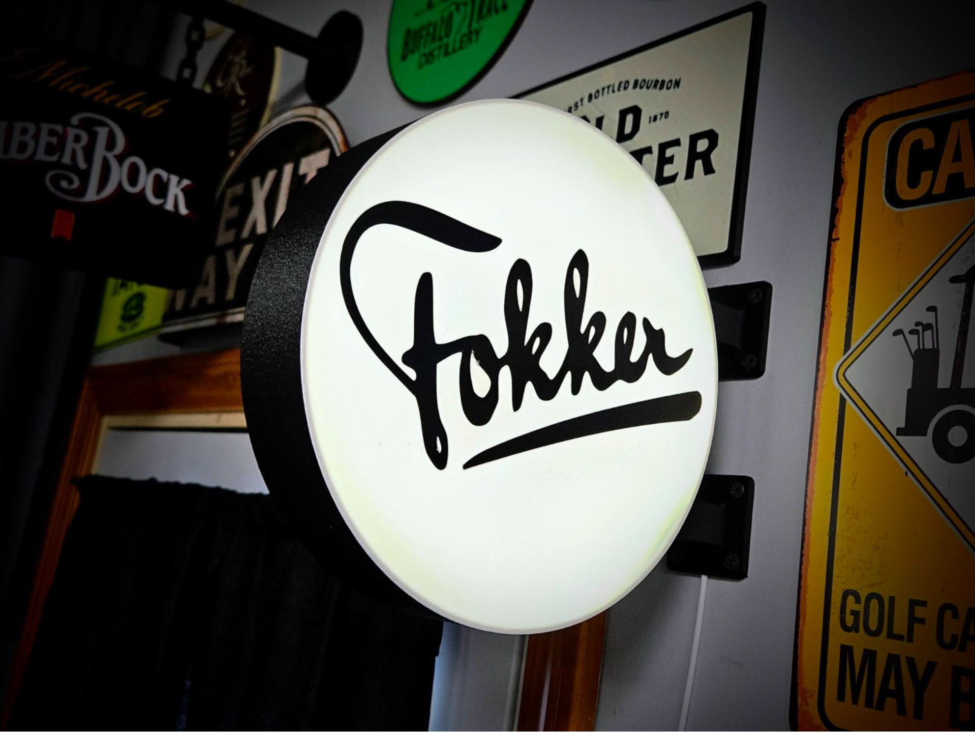 FOKKER AIRCRAFT ~ 2-Sided Gas Style Lightbox Sign