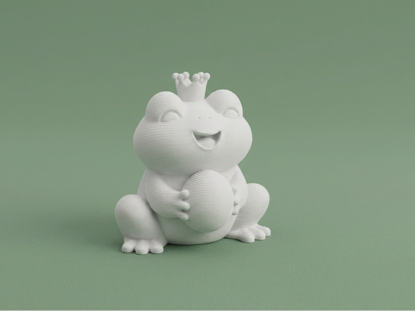 Frog King Holding Egg – Cute Fantasy Animal