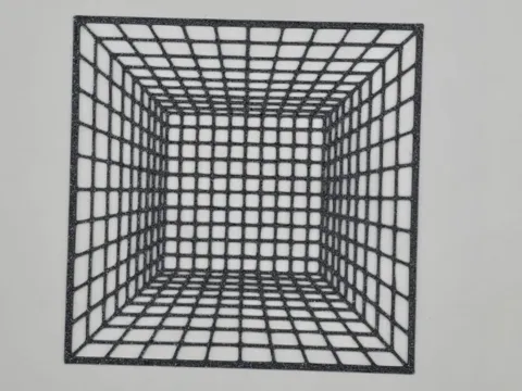 Letrero o emblema decorativo: Optical Illusion Grid Cube Stencil — referencia de MakerWorld