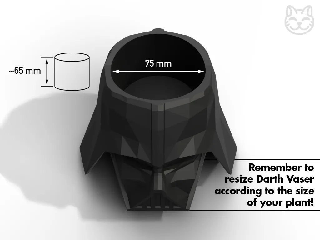 Darth Vaser - A Cat Wars Low-Poly Vase Planter view 2
