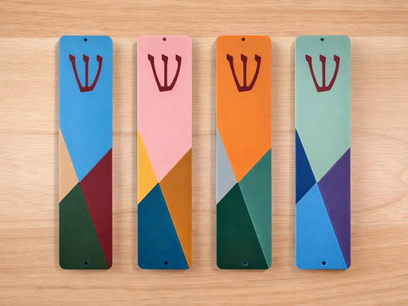 Modern Geometric Mezuzah Case (6.8”) – Multi-Color