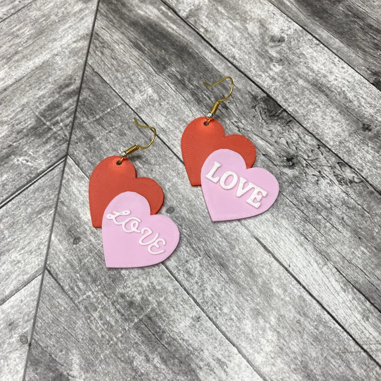 Love Double Heart Valentines Day Earrings view 3