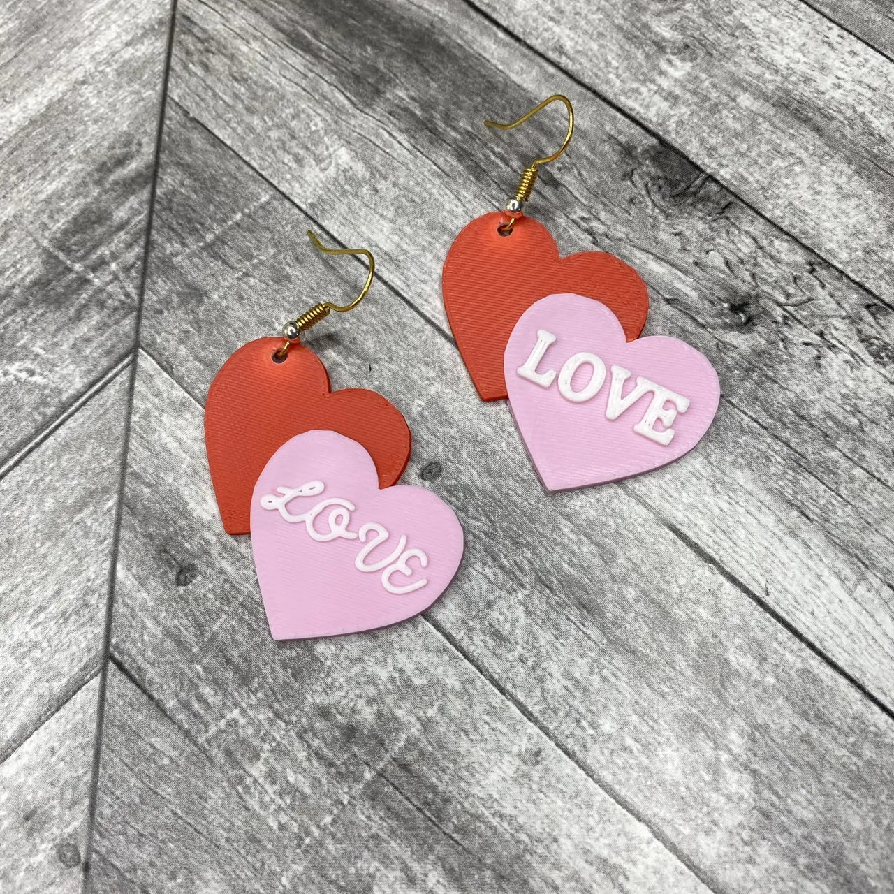 Love Double Heart Valentines Day Earrings view 2