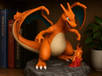 Charizard em base de pedra pokemon