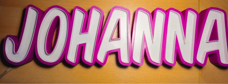 Namenslampe Lightbox Johanna Letters