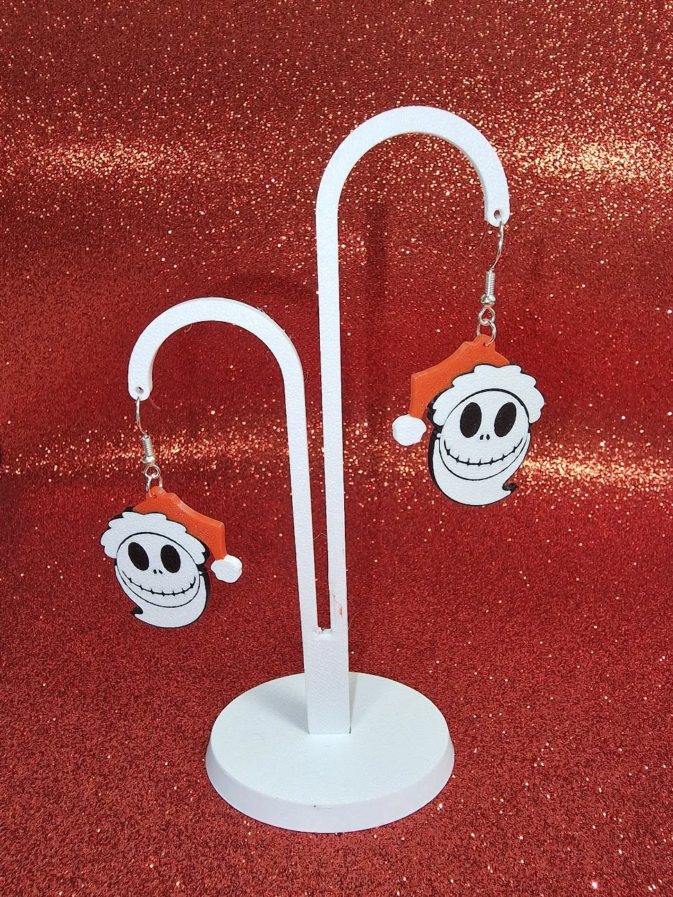 Santa Jack Skellington Christmas earrings view 2