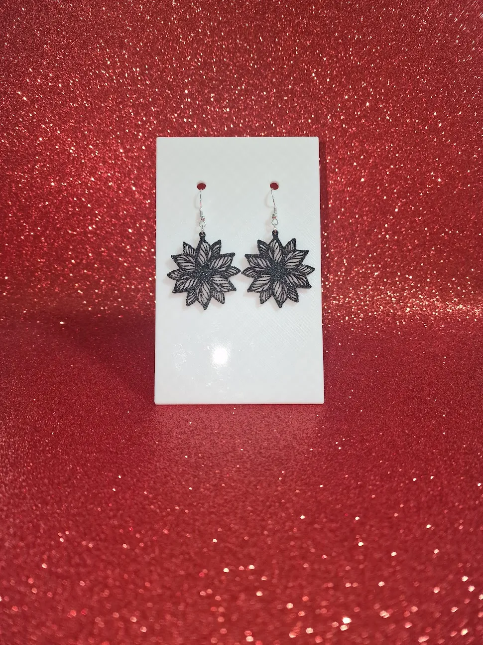Dark flower earrings view 2
