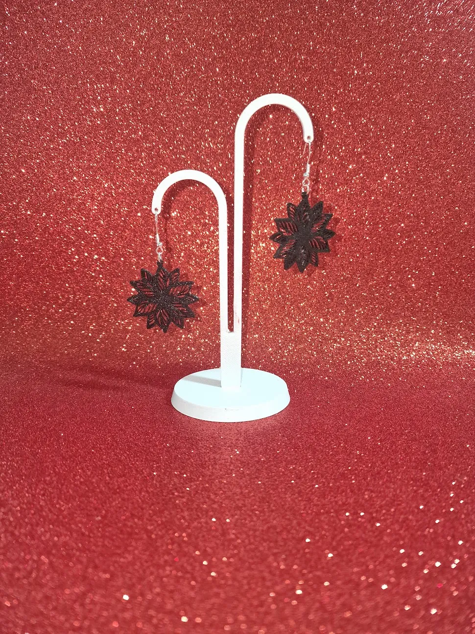 Dark flower earrings view 3
