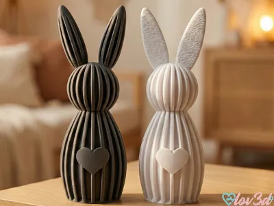 Modern Striped Easter Bunny (2 Ear Styles)