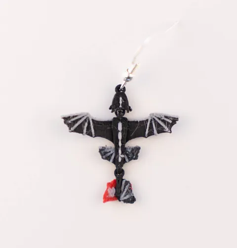 Articulated Toothless Dragon Earrings view 2
