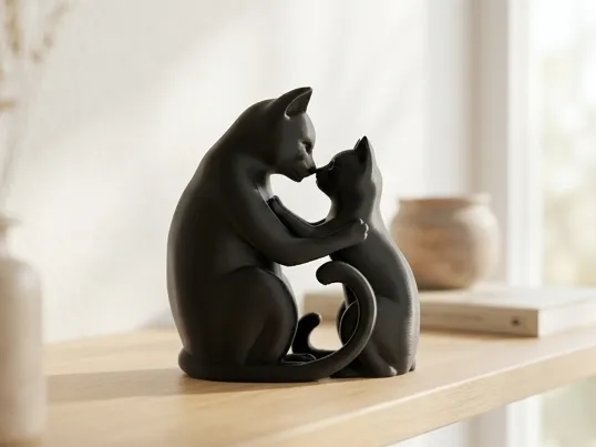 Cat Tenderness Sculpture - Cute Animal Decor