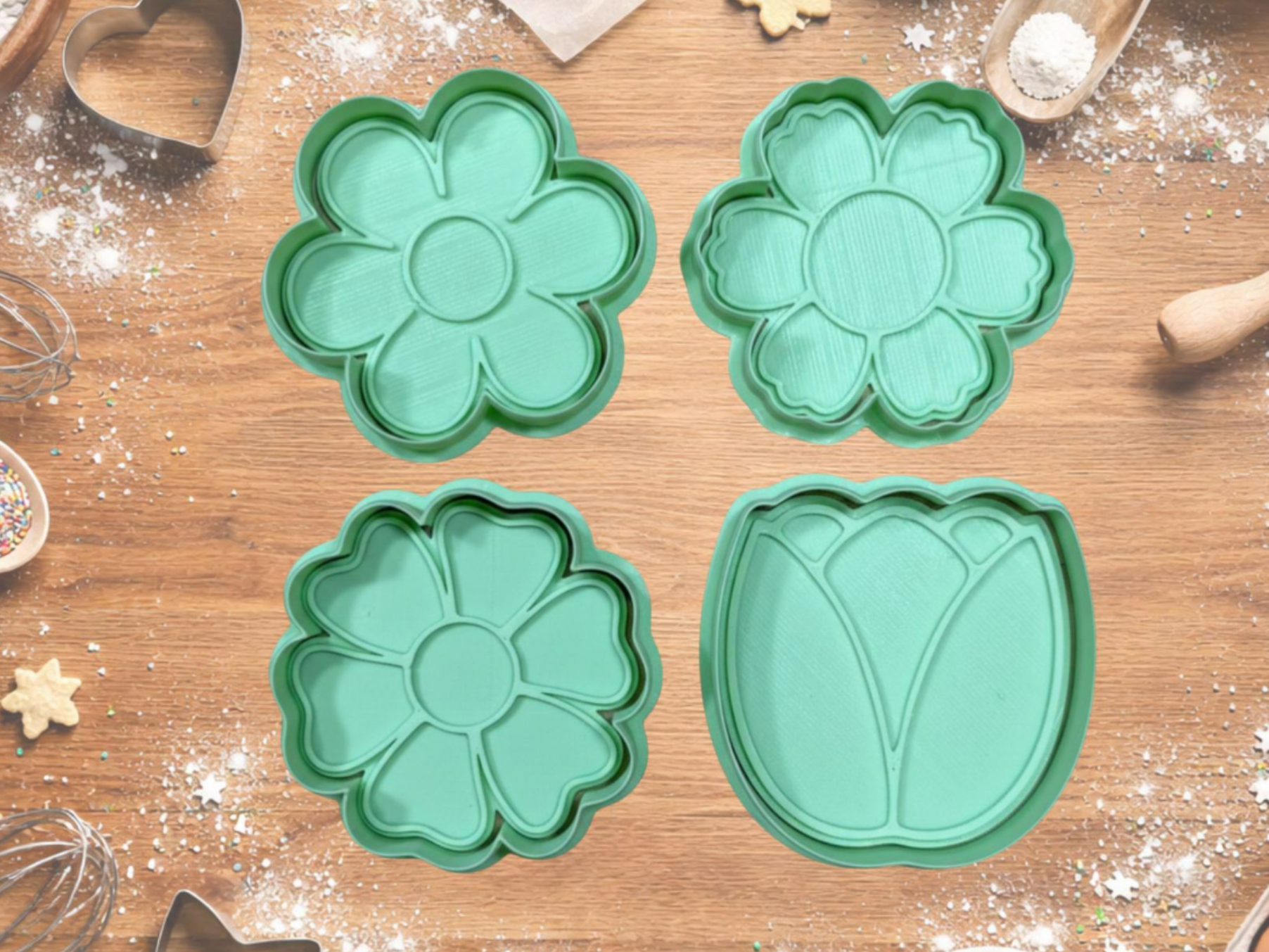 Set of 4 Mini Cookie Cutters – Flowers (6 cm)