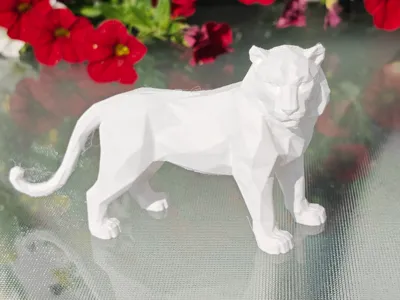 Geometric Low Poly Tiger Figurine