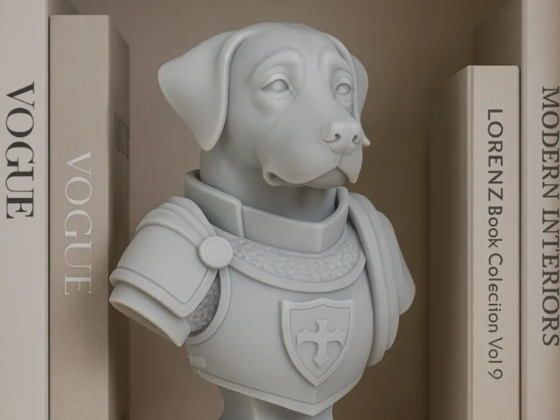 Noble Labrador Knight Bust (3D Print Model)