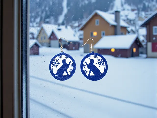 Cat and snowflakes earrings