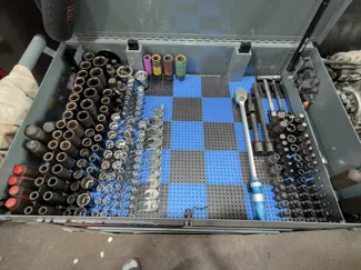 ToolGrid 100mm Base & 1/4, 3/8, 1/2 Socket Holders