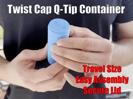 Travel Size Twist Cap Q-Tip Container - Free 3D Print Model - MakerWorld