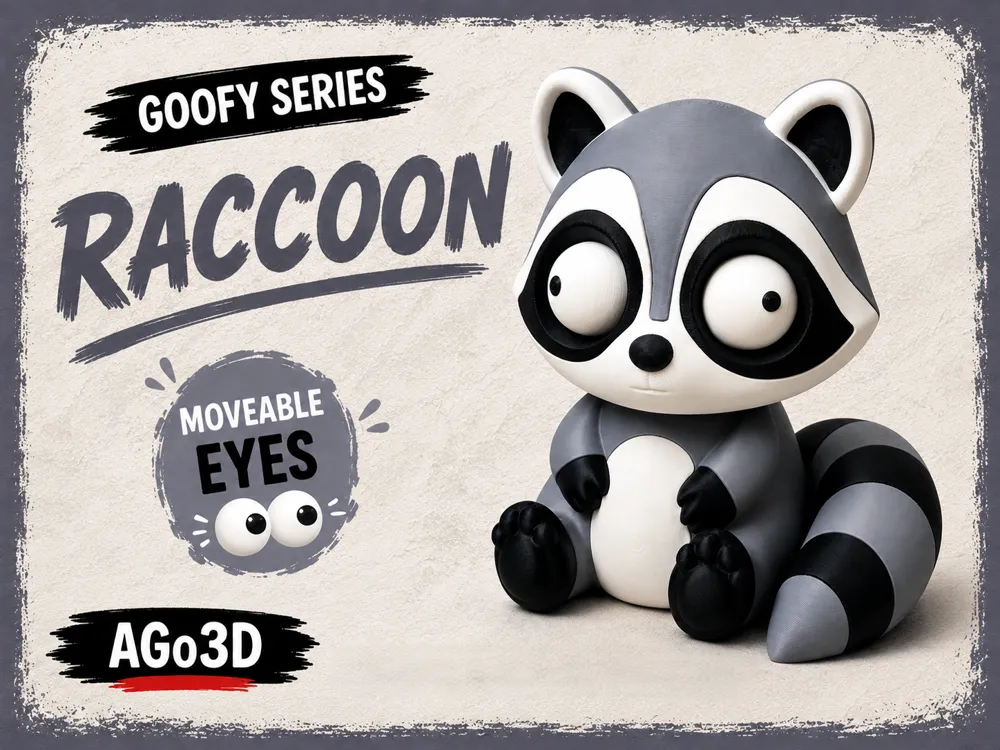 Accesorio para impresora 3D: Goofy series – RACCOON Movable Eyes NO AMS. Referencia del modelo original.