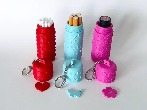 Lipstick case with ornament - keychain