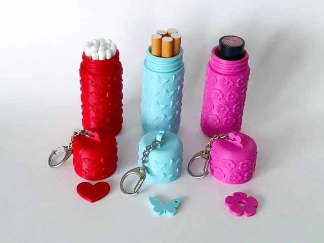 Lipstick case with ornament - keychain