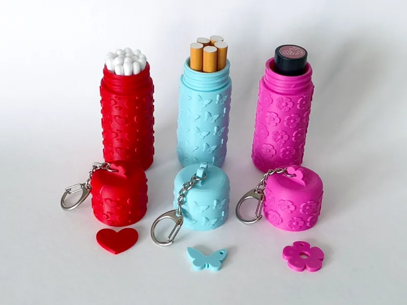 Lipstick case with ornament - keychain