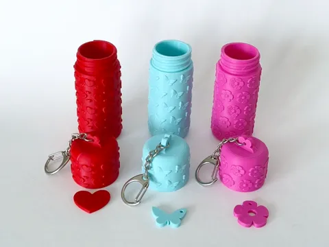 Lipstick case with ornament - keychain view 2