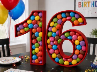 16. Geburtstag - Form für Deko, Bonbons, Moos etc.