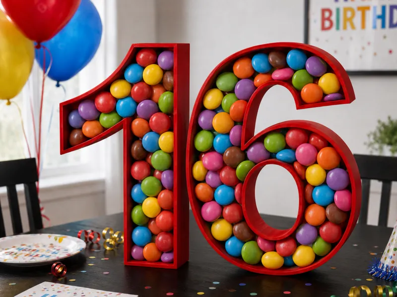 16. Geburtstag - Form für Deko, Bonbons, Moos etc.