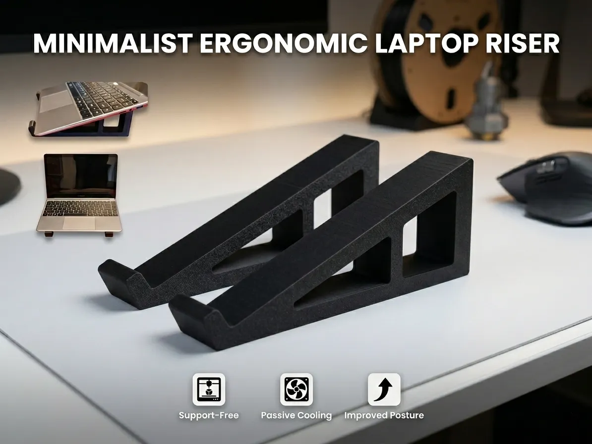3d Printed Computer Riser Minimalist Laptop Stand / Ergonomic Laptop Risers - Free 3D Print Model ...