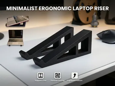 Minimalist Laptop Stand / Ergonomic Laptop Risers - Free 3D Print Model ...