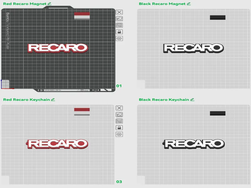 Recaro magnet and keychain