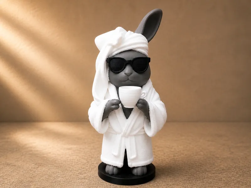 Sassy Bunny with Coffee – Cute Decor