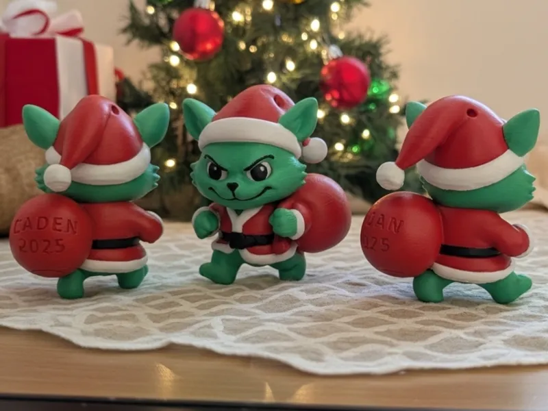 Grinch Cat Customizable Christmas Ornament
