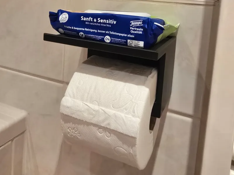 Toilettenpapier Halterung mit Ablagefach
