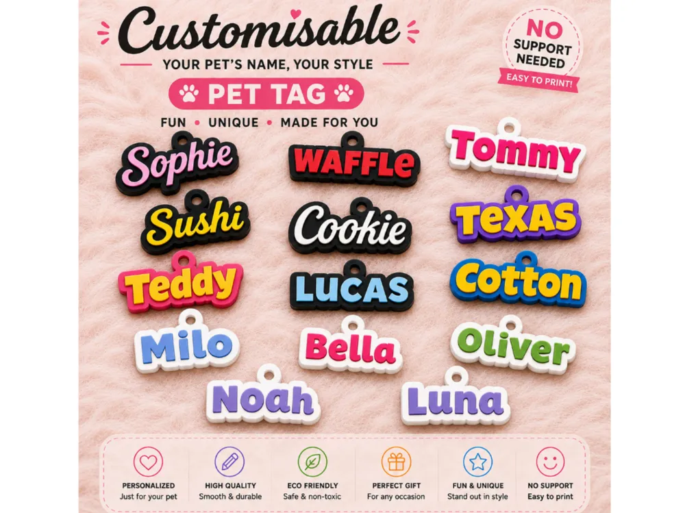 Llavero: Customizable Parametric Name Keychain Pet tag Dog. Referencia del modelo original.